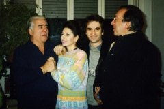 Lucia Aliberti with the legendary tenor Giuseppe Di Stefano⚘with the Record Producer Nikos Delisiotti and the French composer and Theater Director Rene Koering⚘Special Party⚘Milan⚘Photo taken from the Video⚘:http://www.luciaaliberti.it #luciaaliberti #giuseppedistefano #renekoering #nikosdelisiotti #party #milan