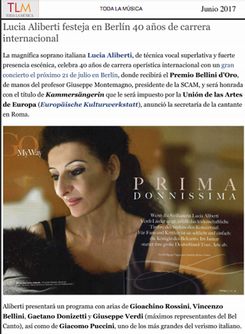 Lucia Aliberti festeja en Berlin 40 anos de carrera Internacional⚘TLM"Toda la Musica"⚘Magazine On-Line⚘:http://www.luciaaliberti.it #luciaaliberti #tlm #todalamusica #magazineonline