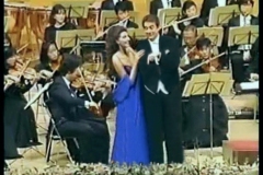 Lucia Aliberti with the Spanish tenor Placido Domingo⚘Special Gala Concert⚘Fukuoka⚘Japan Tour⚘On Stage⚘Live TV Recording⚘Photo taken from the TV⚘:http://www.luciaaliberti.it #luciaaliberti #placidodomingo #fukuoka #japantour #concert #onstage #livetvrecording