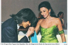 Newspaper photo dpa-Lucia Aliberti-with the conductor Kent Nagano-Haus der Kunst-Munich-Opera Ball-Daniel Fendler Fashion:http://www.luciaaliberti.it #luciaaliberti #kentnagano #hausderkunst #munich #operaball #danielfendlerfashion