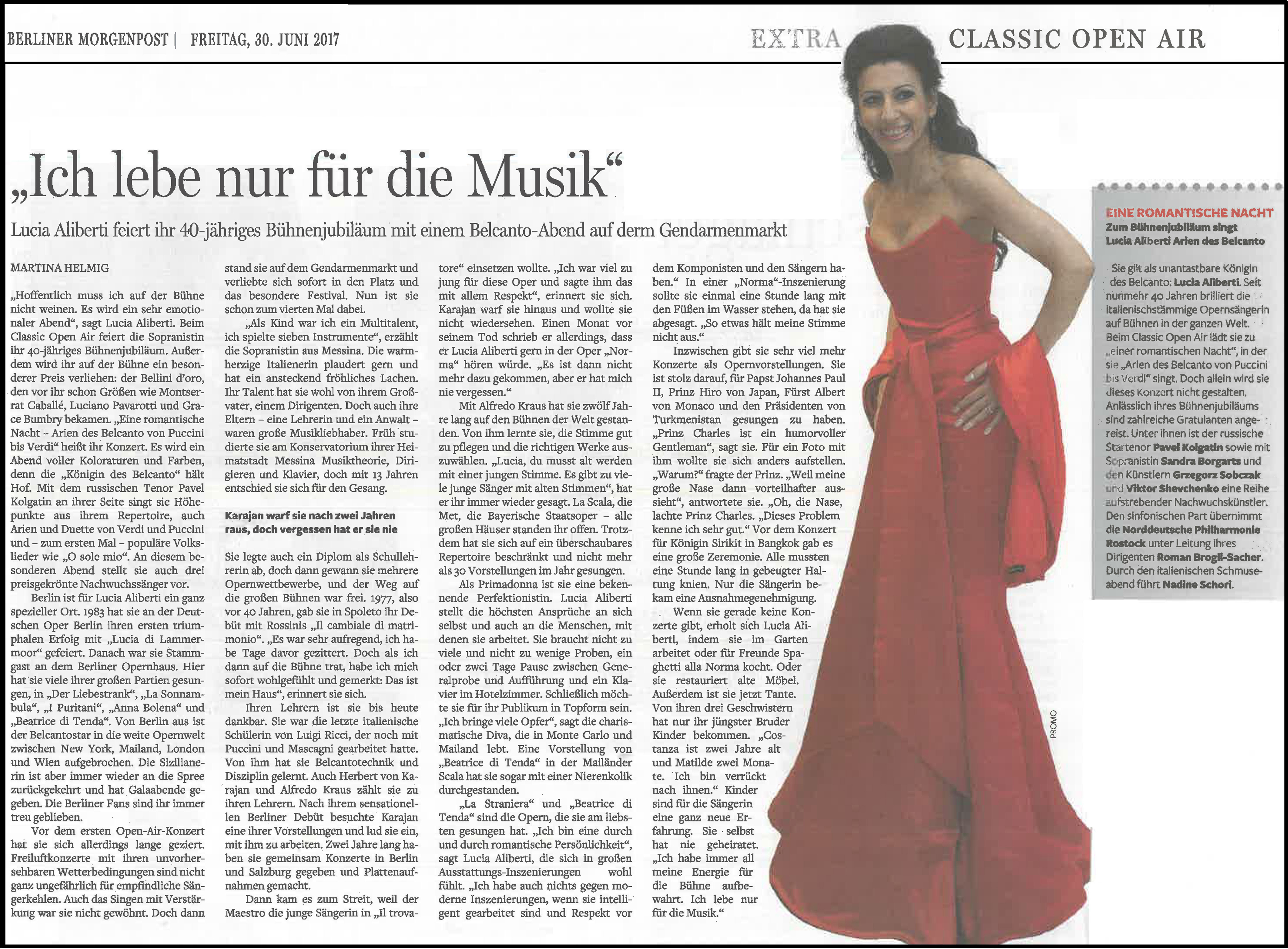Lucia Aliberti⚘Berliner Morgenpost⚘"Ich lebe nur fur die Musik"⚘Interview⚘Berlin⚘:http://www.luciaaliberti.it #luciaaliberti #berlinermorgenpost #interview #berlin